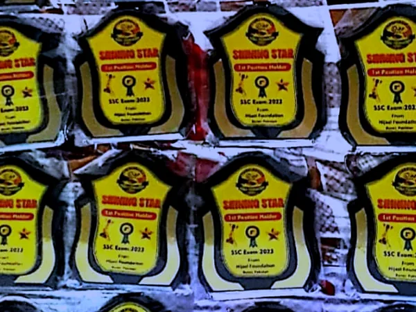 Yellow Shining Star award shields.